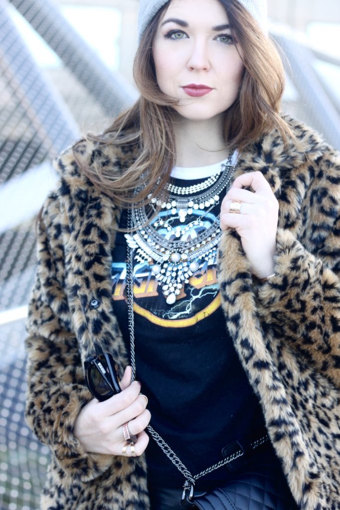 Statement necklace with a band t-shirt