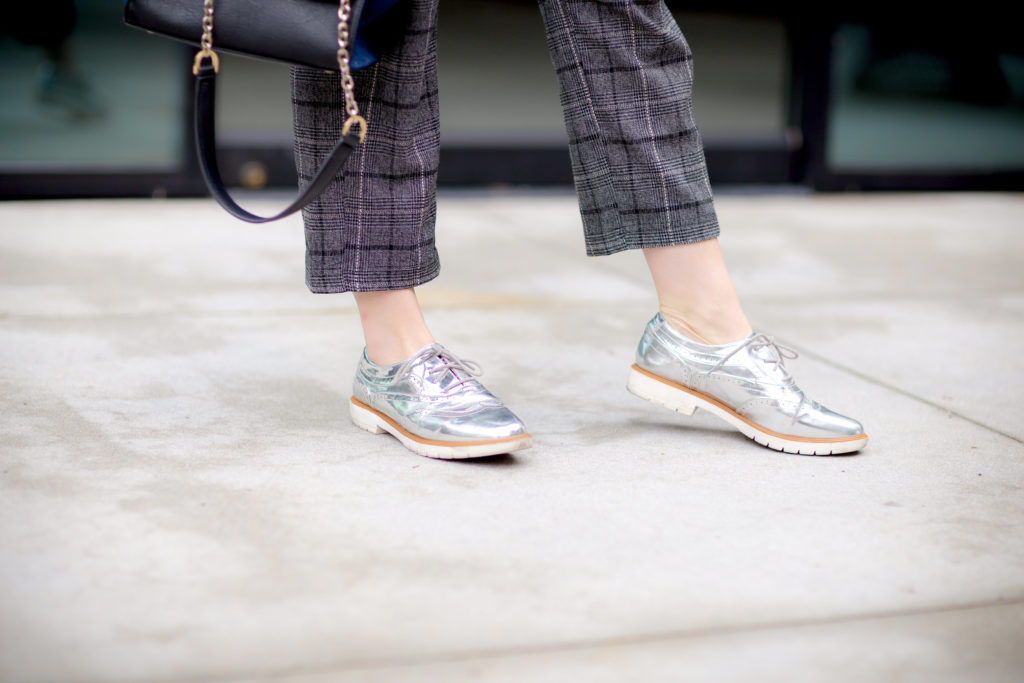 metallic silver oxfords