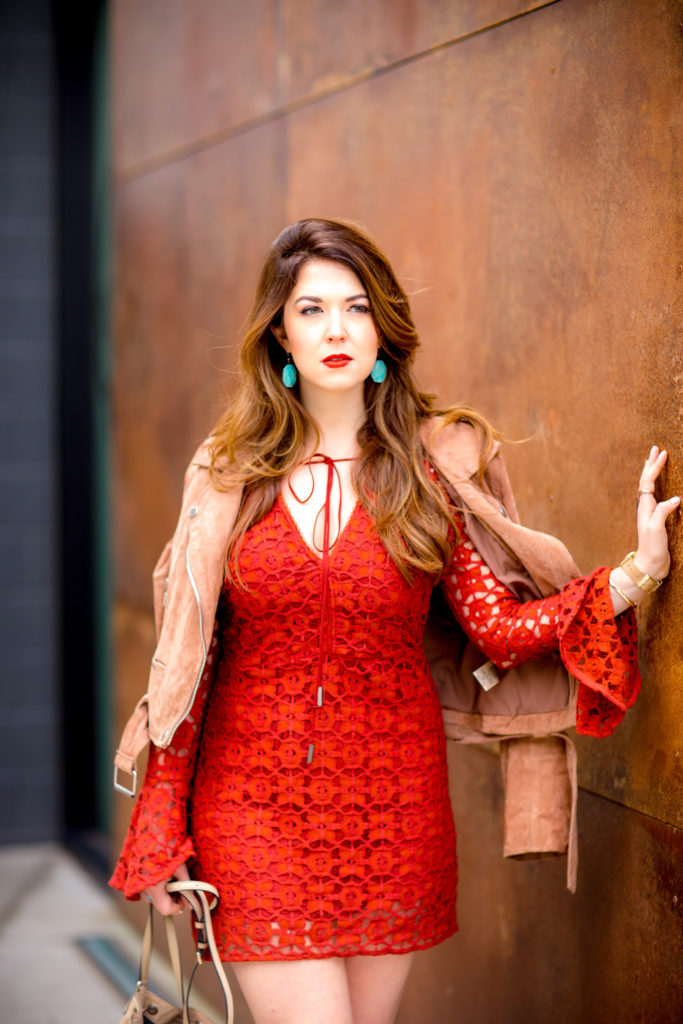 free people red lace dress