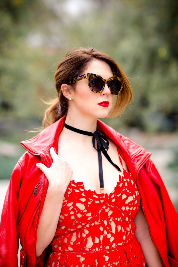 An all-red monochromatic look