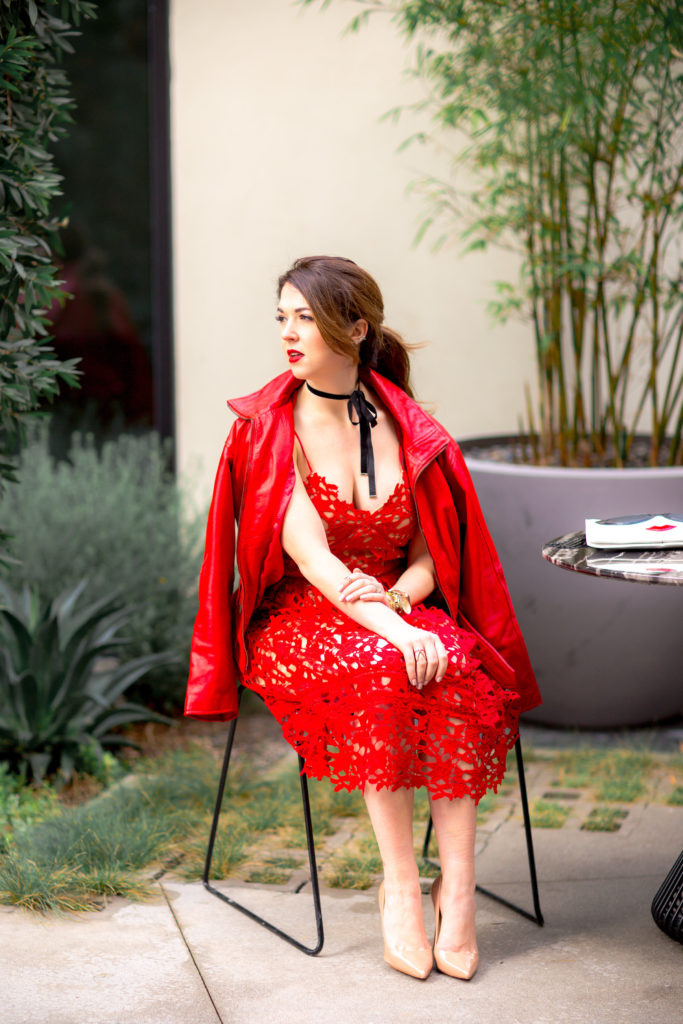 A Red lace dress perfect for Valentines Day
