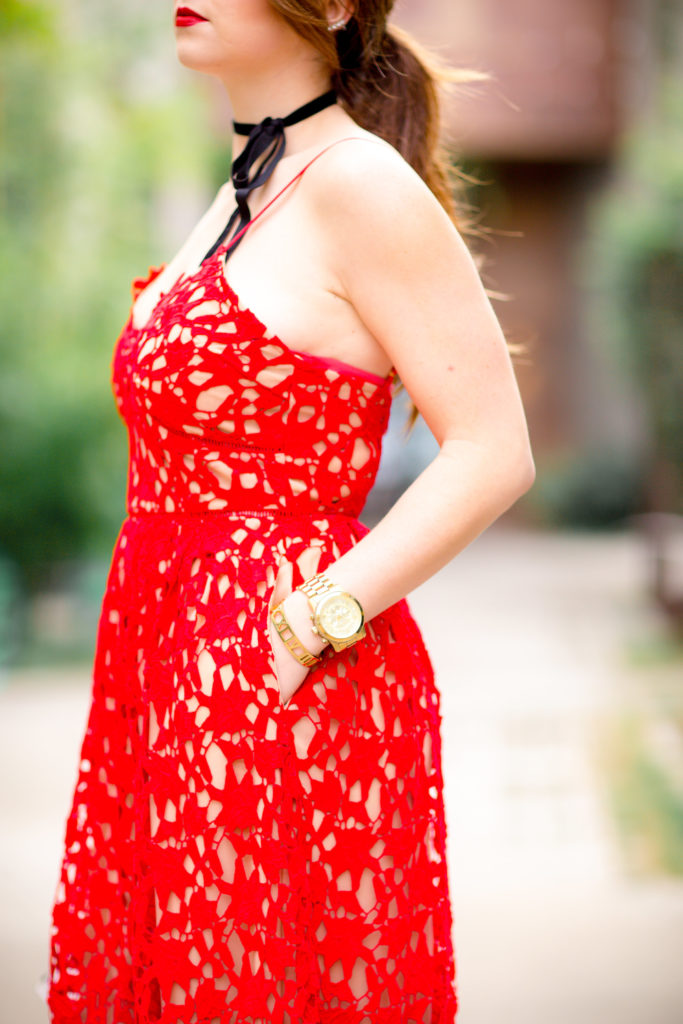 A cocktail dress with pockets