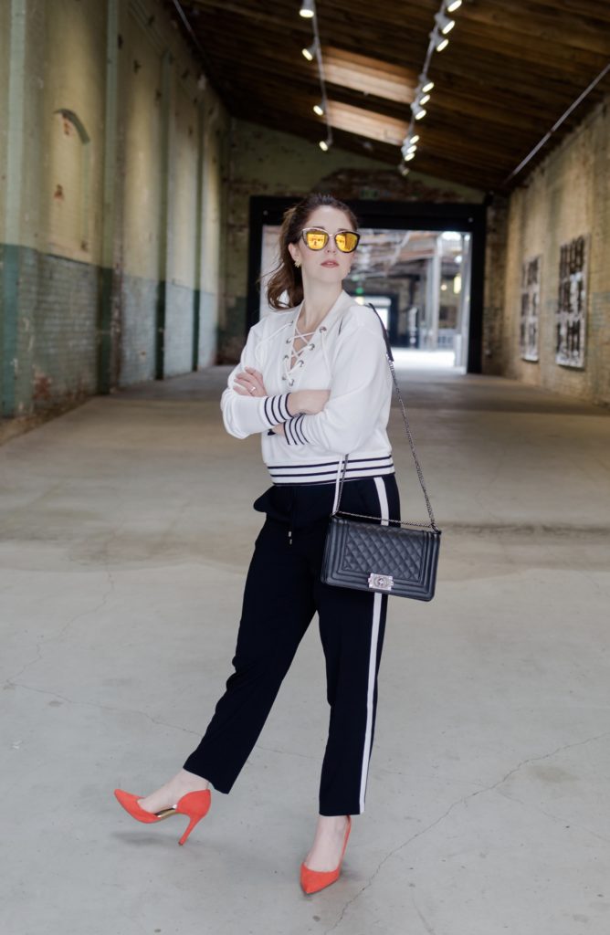 trackpants with heels