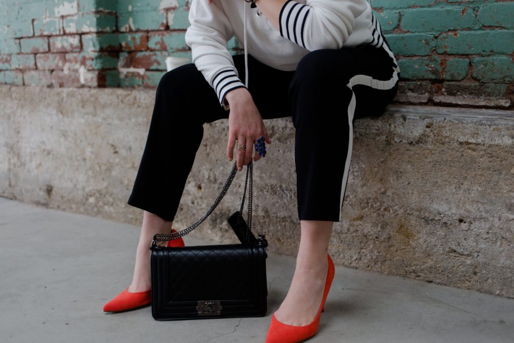 heels with track pants