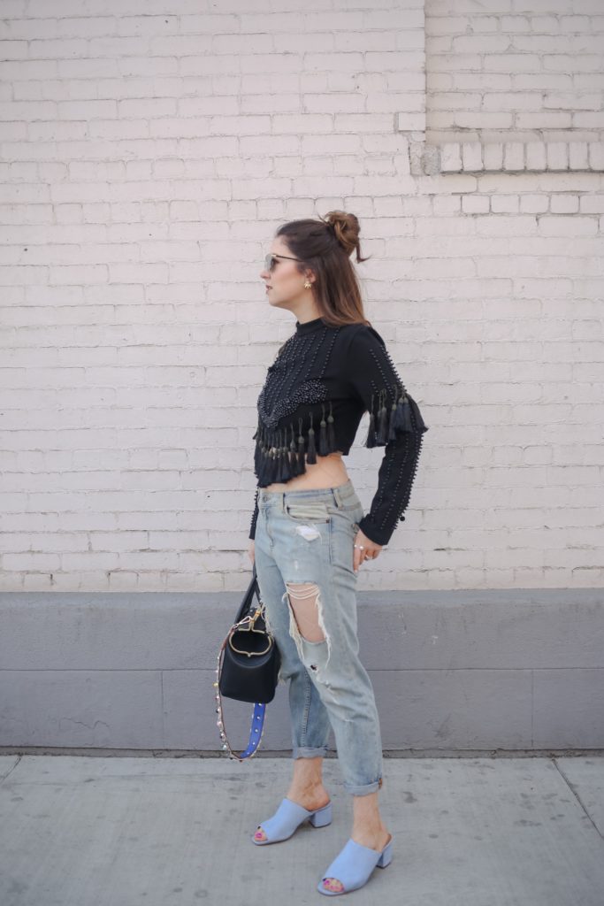 Fishnets with Distressed Denim