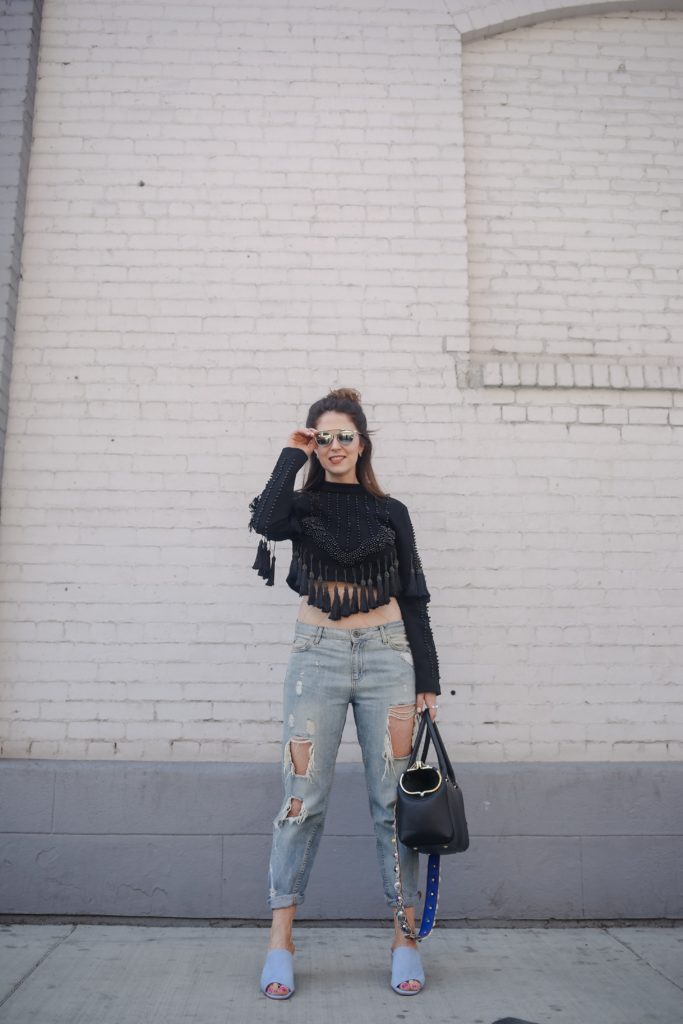 Fishnets with Distressed Denim