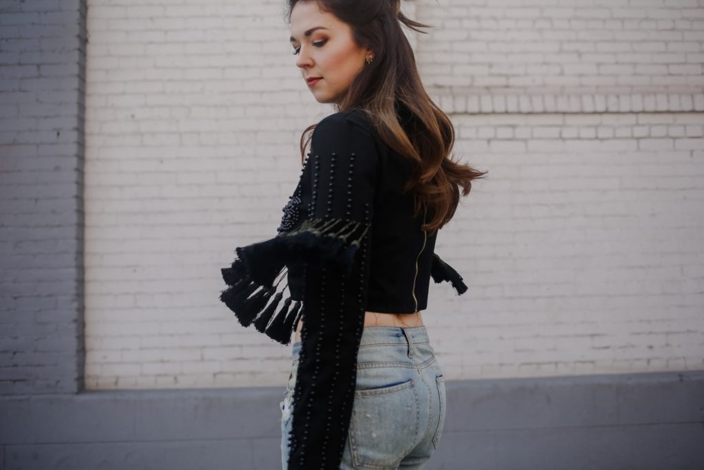 Fishnets with Distressed Denim