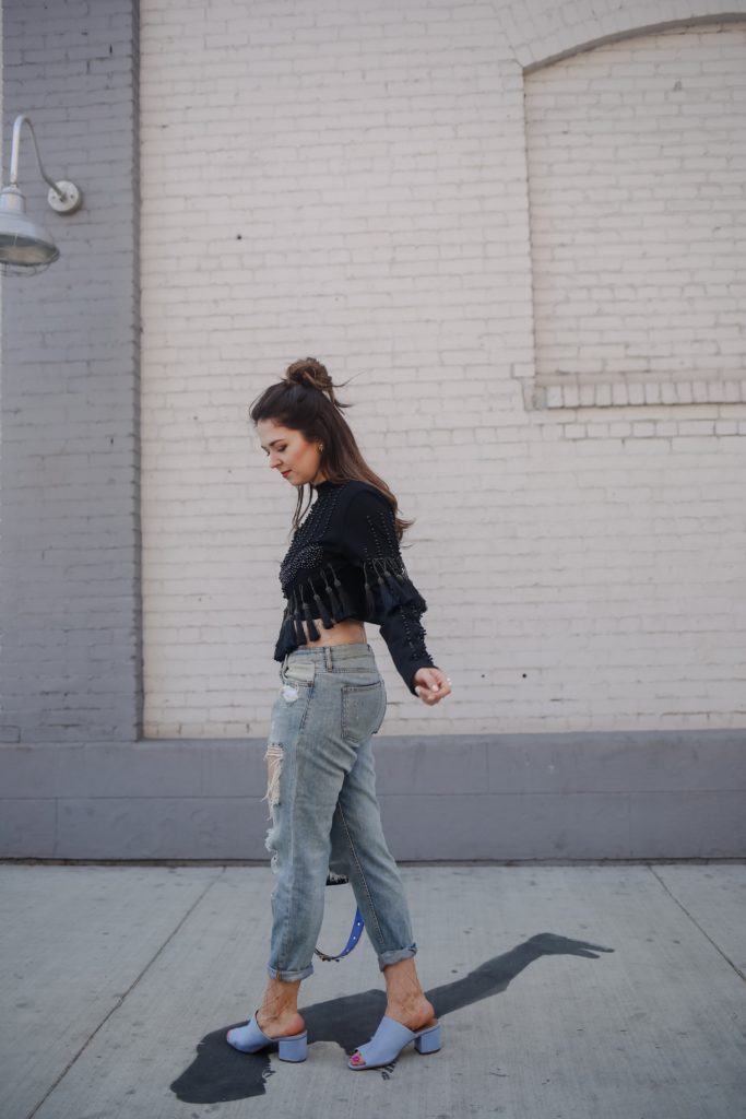 Fishnets with Distressed Denim