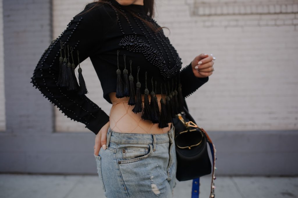 Fishnets with Distressed Denim