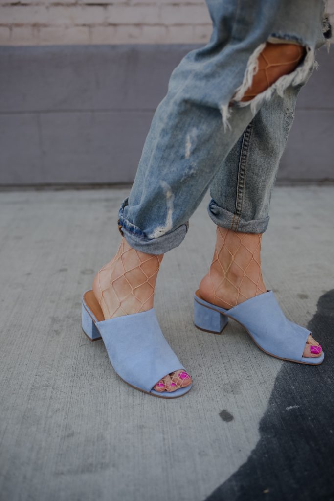 Fishnets with Distressed Denim