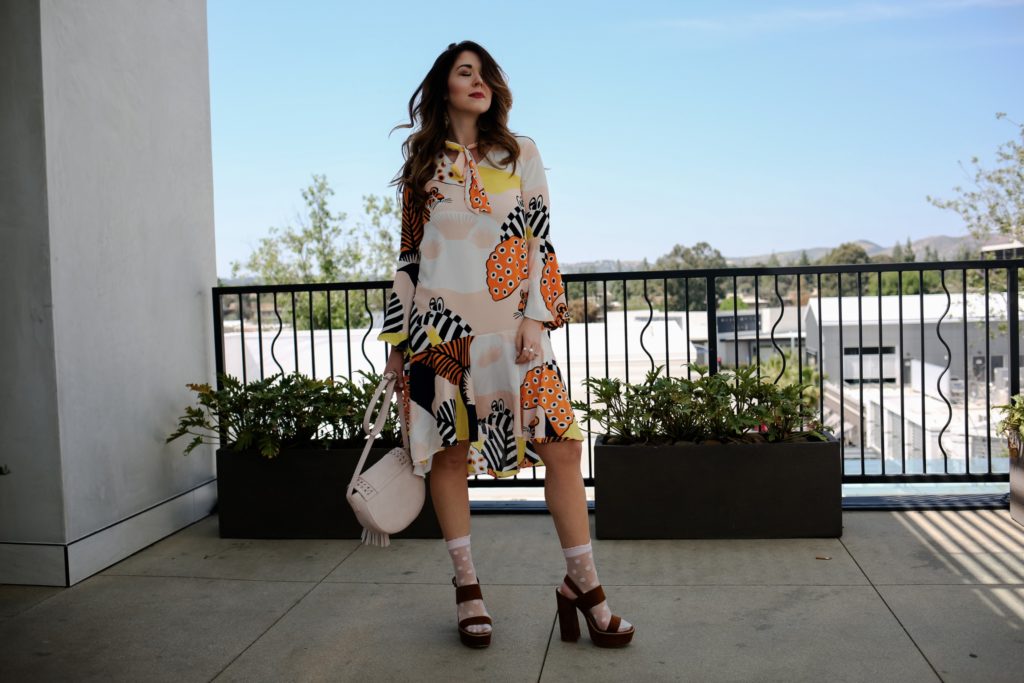 printed bow-tie dress