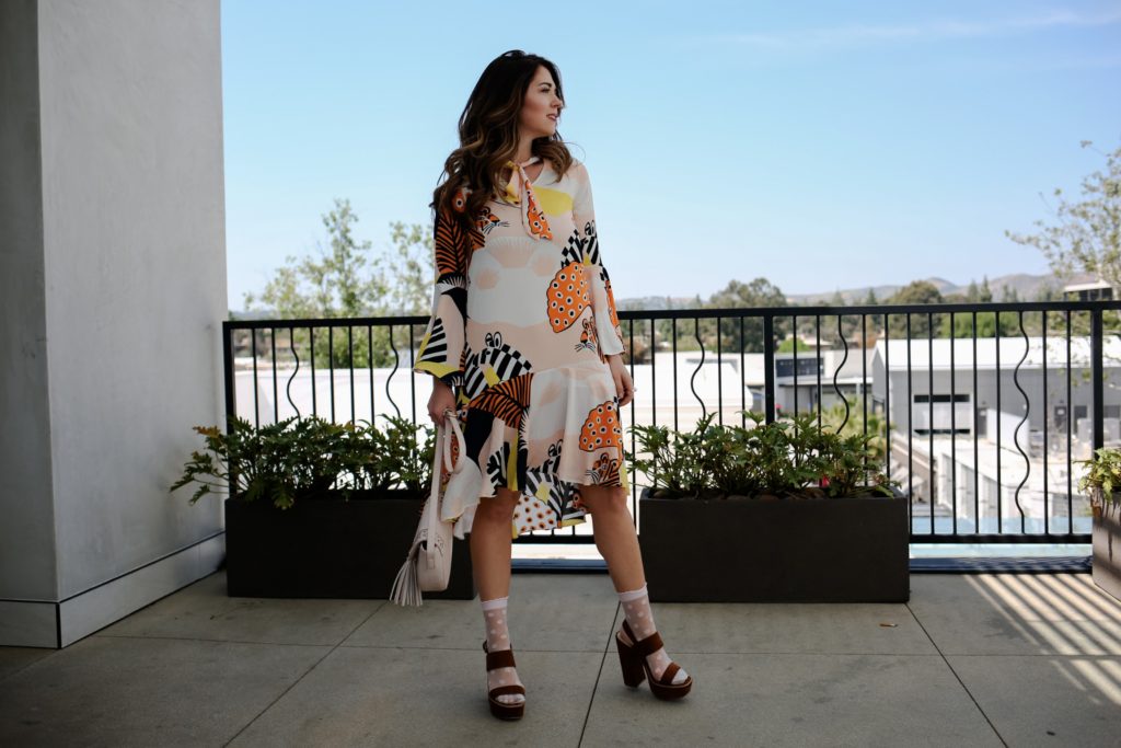 Printed bow-tie dress