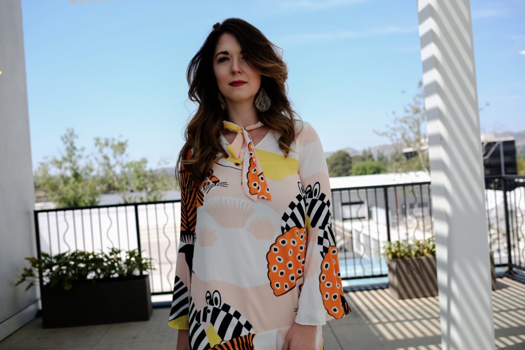 Bold Printed Bowtie dress