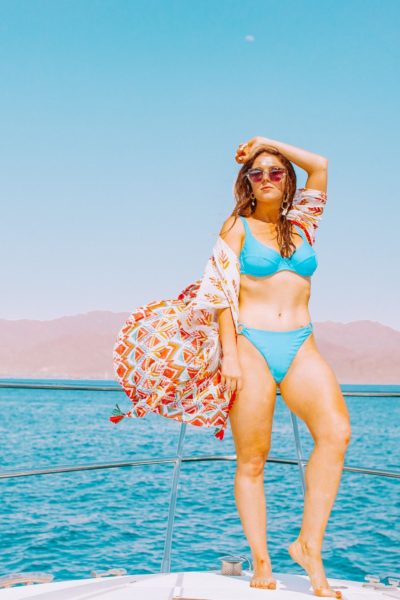 Girl on yacht in the red sea