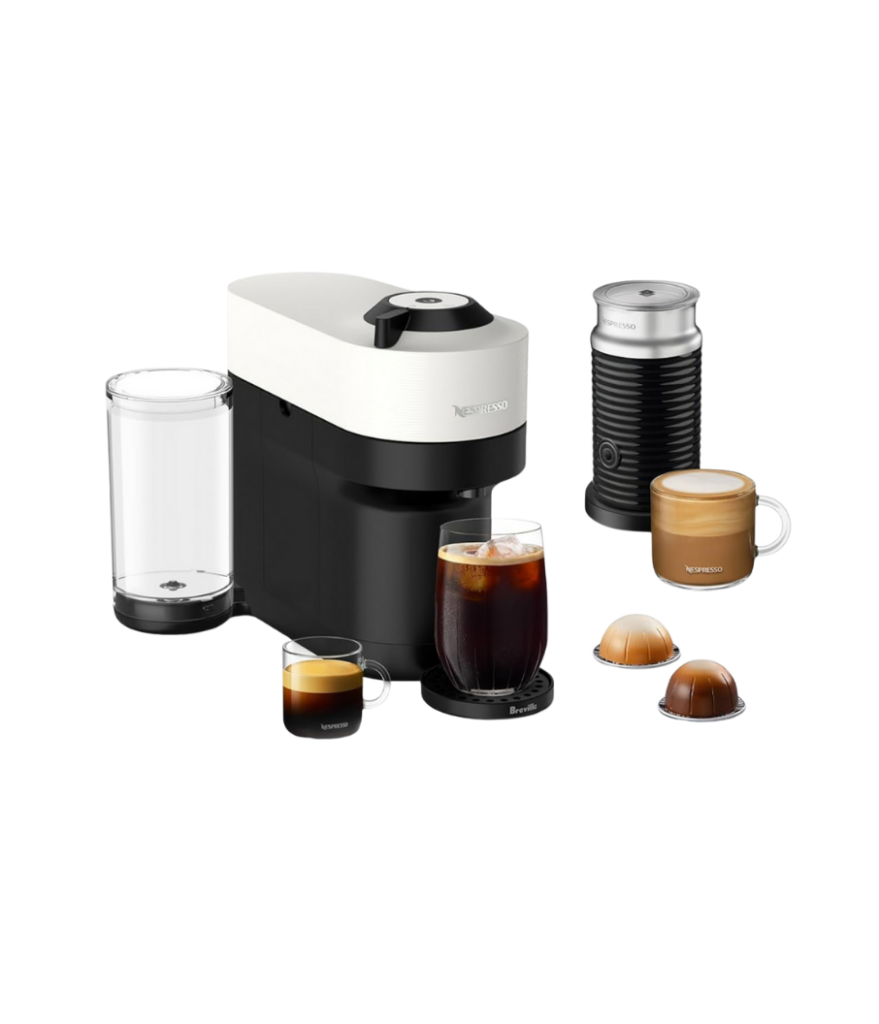 Nespresso Vertuo Pop+ Coffee and Espresso Maker by Breville with Milk Frother, Coconut White